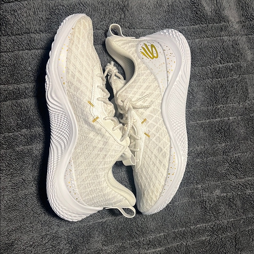 White and Gold Athletic Sneakers